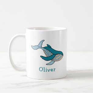 Blauer Wal Ozean Personalisierter Name Kaffeetasse