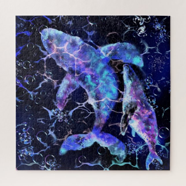 Blauer Wal Puzzle - Malerei (Vertikal)