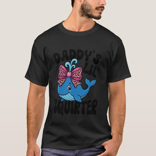 Blauer Wal Rosa Leopard Bogen Vatis kleiner Spritz T-Shirt (Vorderseite)