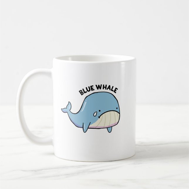 Blauer Wal Sad Whale Pun Tasse (Links)