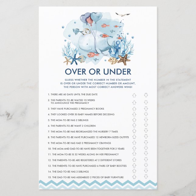 Blauer Wal über oder unter dem Spiel (Vorderseite)