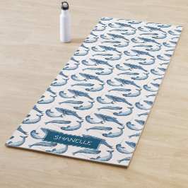 Blauer Wal und Narwhal Muster Yogamatte