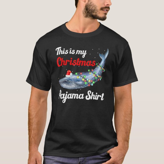 Blauer Wal Weihnachtslichter Dies ist mein Weihnac T-Shirt (Vorderseite)