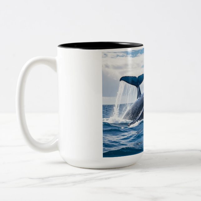 Blauer Wal Zweifarbige Tasse (Links)