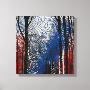 Blauer Wald Watercolor Wandkunst Leinwanddruck