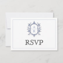 Blauer Wappen Monogramm QR Code Hochzeit