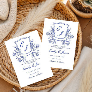 Blauer Wappen Viktorianische Hochzeitseinladung Save The Date
