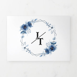 BLAUER WASSERFARBE TRIFOLD WEDING INVITATION DREIFACH GEFALTETE KARTE