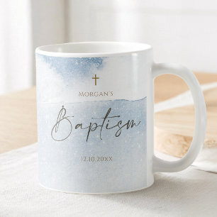 Blauer Wasserfarben-Junge-Taufe Kaffeetasse