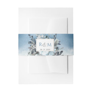 Blauer Wasserfarben und Blumen, Hochzeitstile Einladungsbanderole