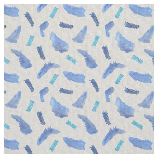 Blauer Wasserfarbenbereich Elfenbeingewebe Stoff (Muster)
