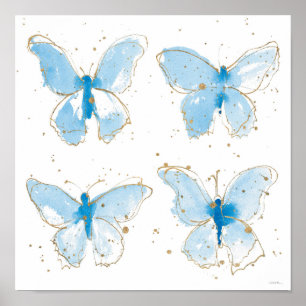 Blauer Wasserfarbenfrost Poster