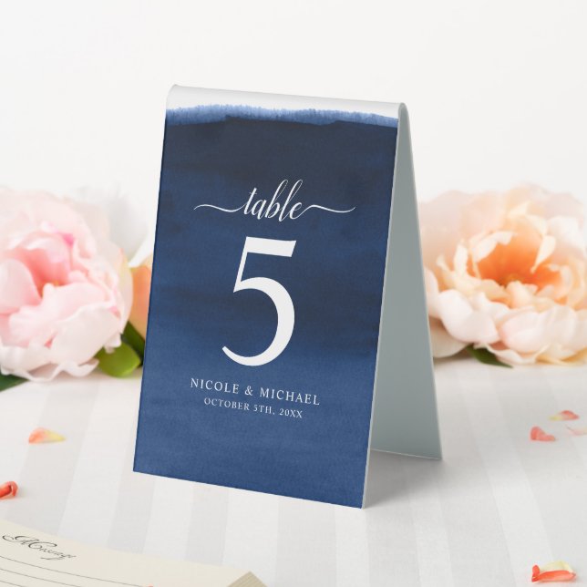 Blauer Wasserfarbenpilz Tischaufsteller (In Situ (Hochzeit))