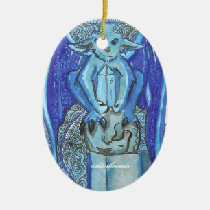 blauer Wasserspeier Keramikornament