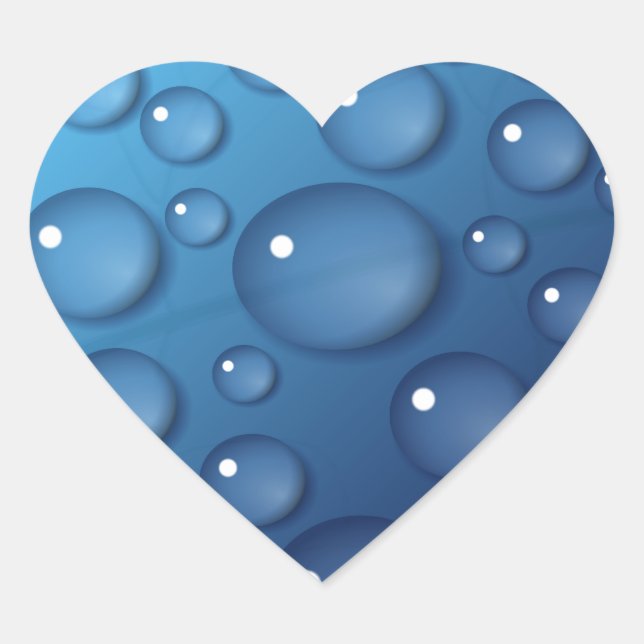 Blauer Wassertropfen Textur Herz-Aufkleber (Vorderseite)