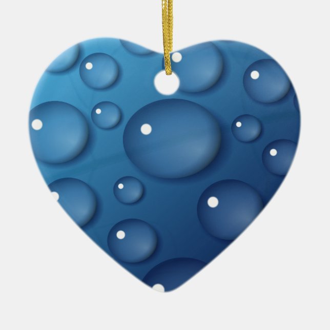 Blauer Wassertropfen Textur Keramik Ornament (Vorne)