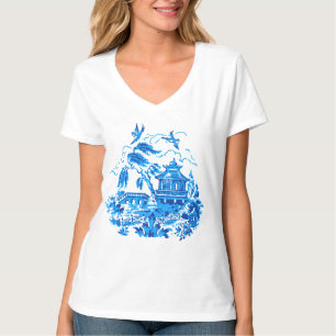 Blauer Weide-China-Entwurf T-Shirt