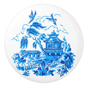 Blauer Weide-China-Entwurfs-Keramik-Kabinett-Griff Keramikknauf