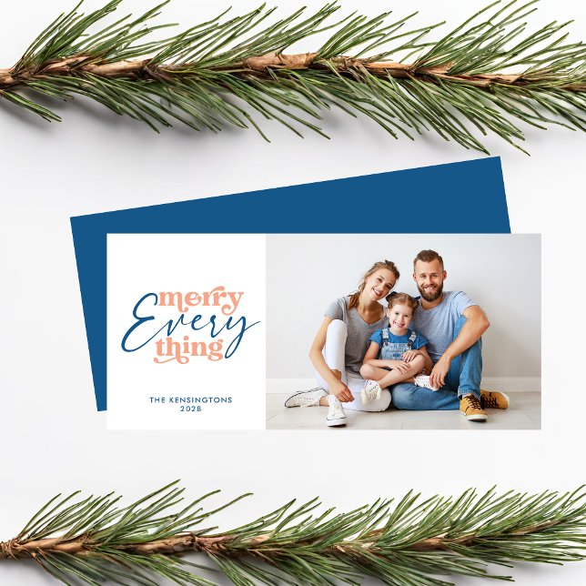Blauer Weihnachten Frohe Alles Feiertage Foto (Blue Christmas Merry Everything Holiday Photo Card)