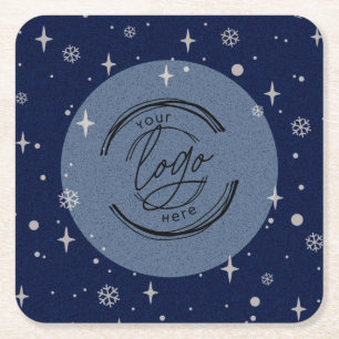 Blauer Weihnachts-Logo Snowflake Rechteckiger Pappuntersetzer