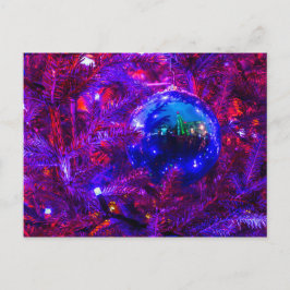 Blauer Weihnachtsball, Lila Baum Postkarte