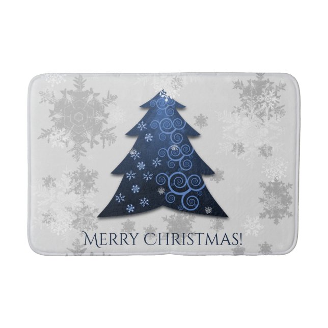 Blauer Weihnachtsbaum Bath Mat Badematte (Vorderseite)