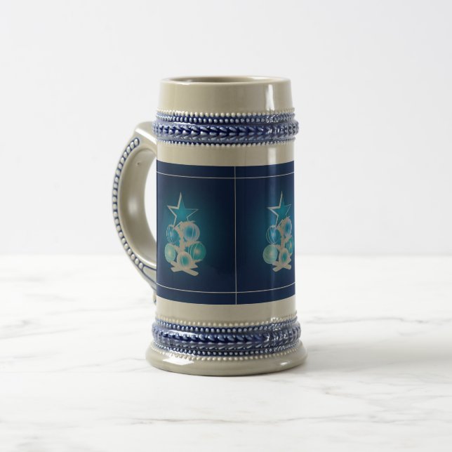Blauer Weihnachtsbaum Bierglas (Vorderseite Links)