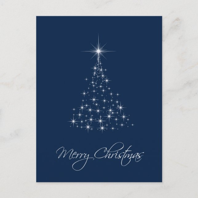 Blauer Weihnachtsbaum der Lichter Postkarte (Vorderseite)