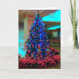 Blauer Weihnachtsbaum Feiertagskarte