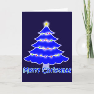 Blauer Weihnachtsbaum Feiertagskarte