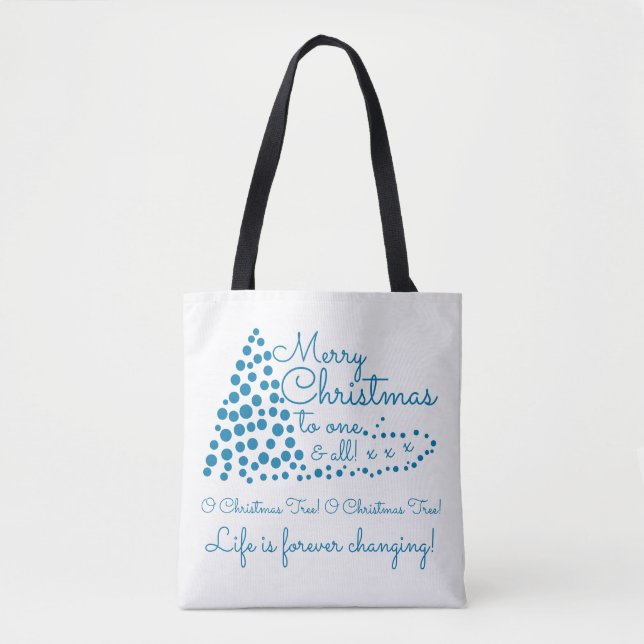 Blauer Weihnachtsbaum, festliche Tote Tasche (Vorderseite)