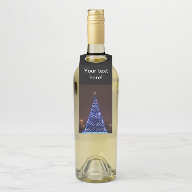 Blauer Weihnachtsbaum Flaschenanhänger (Auf Flasche)