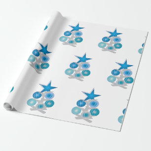 Blauer Weihnachtsbaum Geschenkpapier