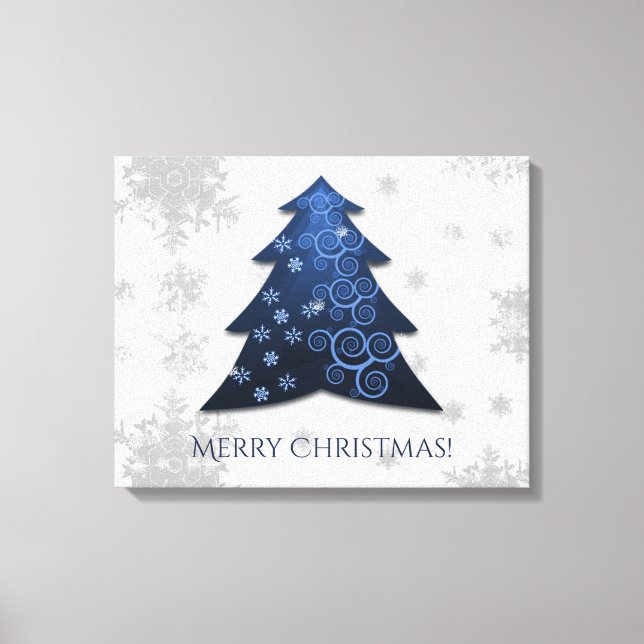 Blauer Weihnachtsbaum Gestrichen Canvas Print Leinwanddruck (Vorderseite)