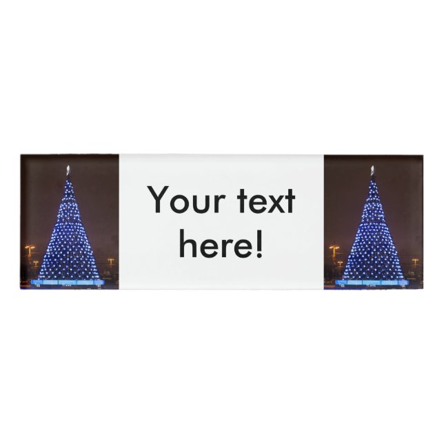 Blauer Weihnachtsbaum Namenschild (Vorderseite)