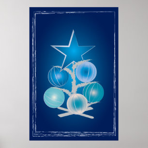 Blauer Weihnachtsbaum Poster