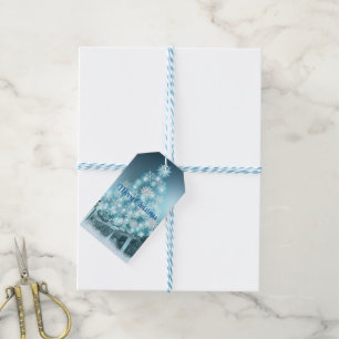 Blauer Weihnachtsbaum, Schneeflocke Geschenkanhänger