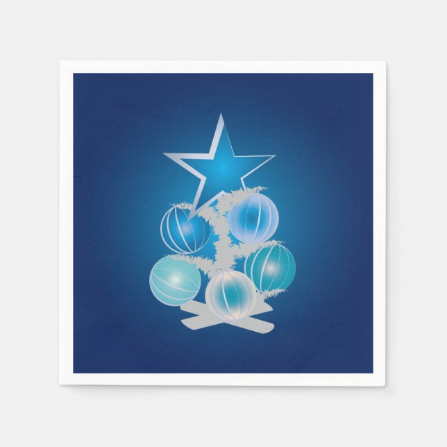 Blauer Weihnachtsbaum Serviette (Vorderseite)