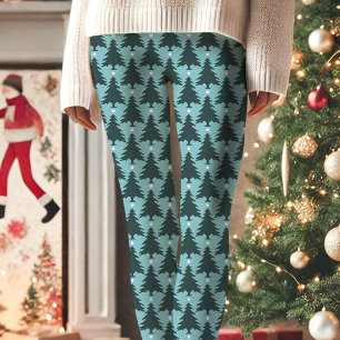 Blauer Weihnachtsbaum Sternenmuster Feiertag Leggings