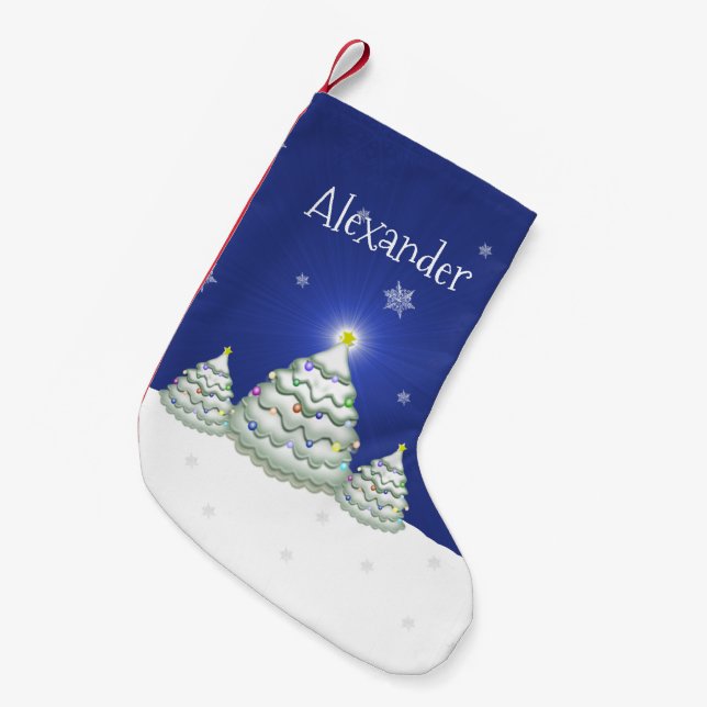 Blauer Weihnachtsbaum Weihnachtsbaum Strumpf Kleiner Weihnachtsstrumpf (Vorderansicht (hängend))