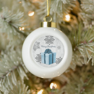 Blauer Weihnachtsgeschenk Feiertag Ornament