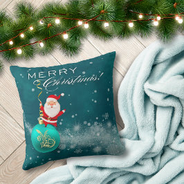 Blauer Weihnachtsmann-Schmuck-Kissenbezug Kissen