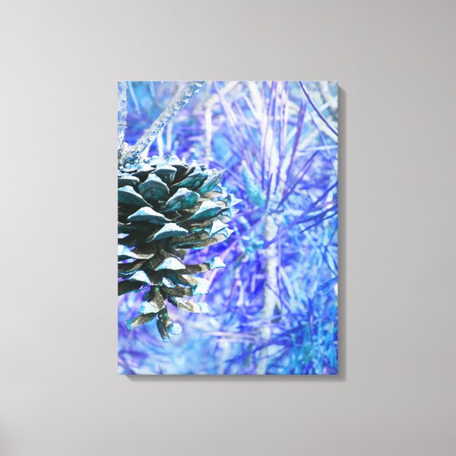 Blauer Weihnachtspinecone - Wrapped Canvas Leinwanddruck (Vorderseite)