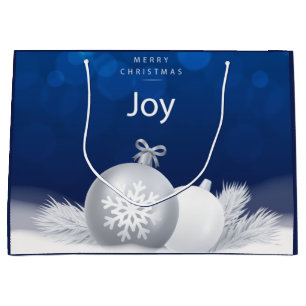 Blauer Weihnachtsschnee baubles joy snowflakes Große Geschenktüte