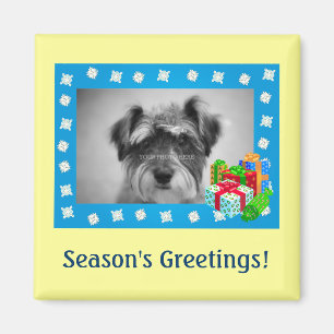 Blauer Weihnachtsschnee-Foto-Rahmen Magnet