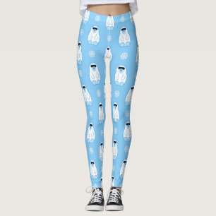 Blauer Weihnachtsschneeflocken Eisbär Leggings