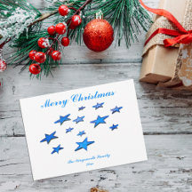 Blauer Weihnachtsstern mit individualisierbarem Te