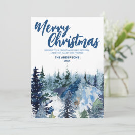 Blauer Weihnachtswald Moderner Urlaub Feiertagskarte