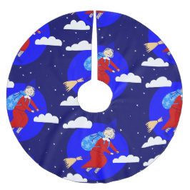 Blauer Weihnachtswitscher, Janna-Broomrider-Spookm Polyester Weihnachtsbaumdecke