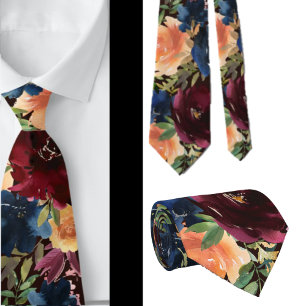 Blauer Wein Gelbe Rose Floral Neck Tie Krawatte